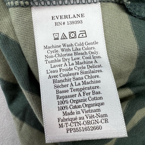 New Everlane Men’s Organic Cotton Crewneck T-Shirt Green Stripe NWT - Picture 6 of 7